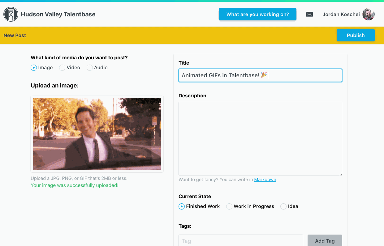 Animated GIFs in Talentbase! 🎉