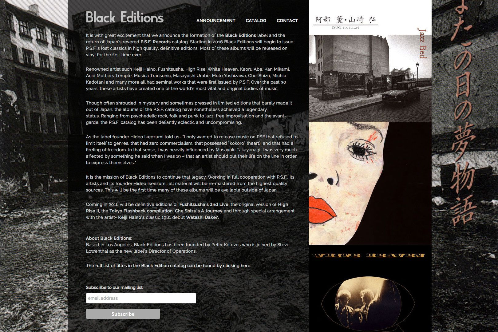 The Black Editions website updates